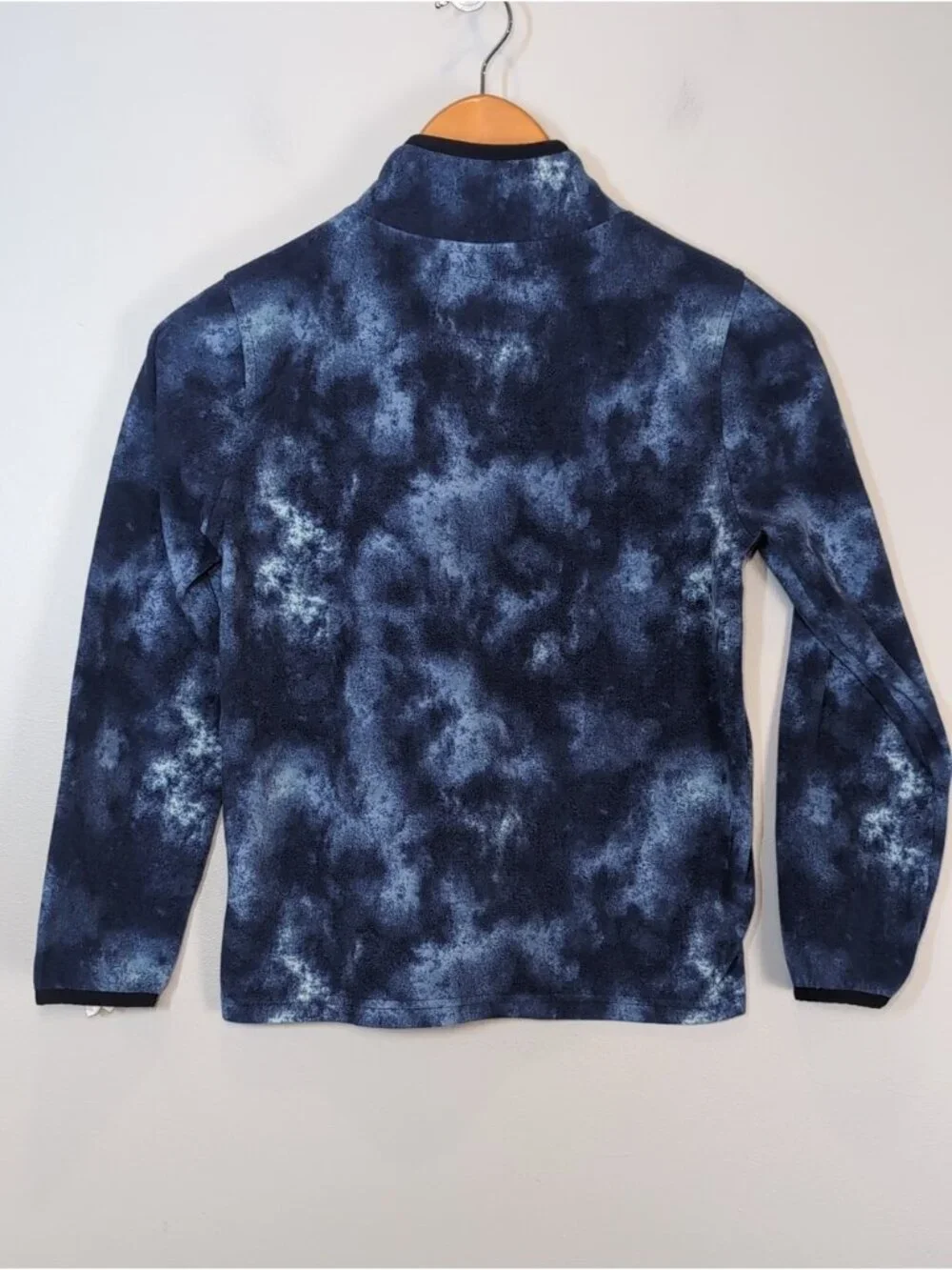 OshKosh Bgosh Boys Blue Tie Dye Fleece Jacket Size 12 Full Zip Mock Neck Sweater